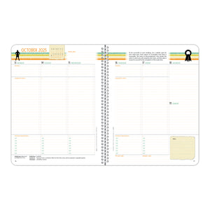 The inside pages of a student planner for grades nine through twelve with dated sections for planning and goal setting.