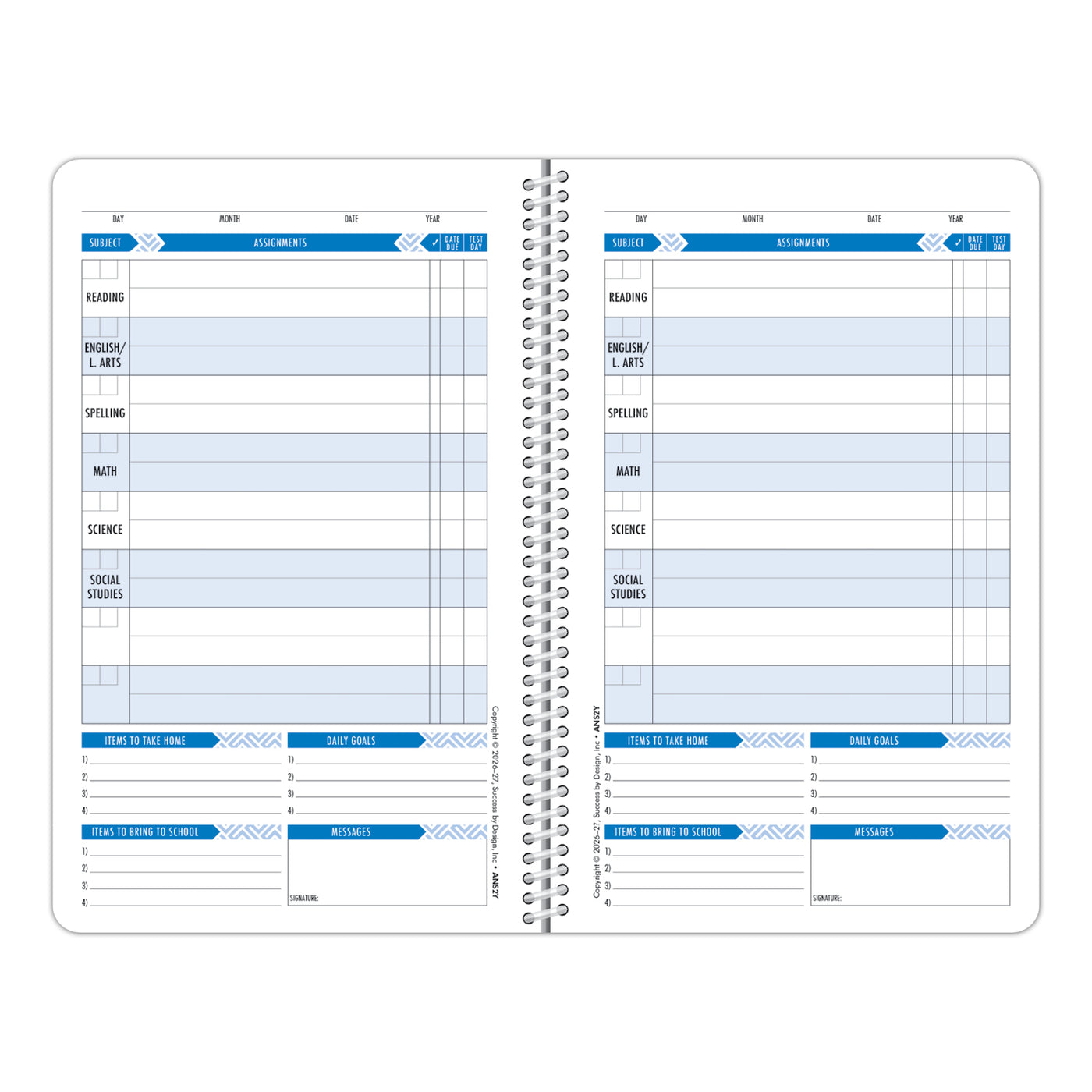 Year-Long Assignment Notebook for Students