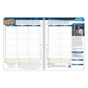 The inside pages of the Middle School STEM Planner that are weekly, dated for 2025-2026 and include subjects.