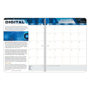 The inside pages of the Middle School STEM Planner with the December 2025 calendar and a lesson on technology.